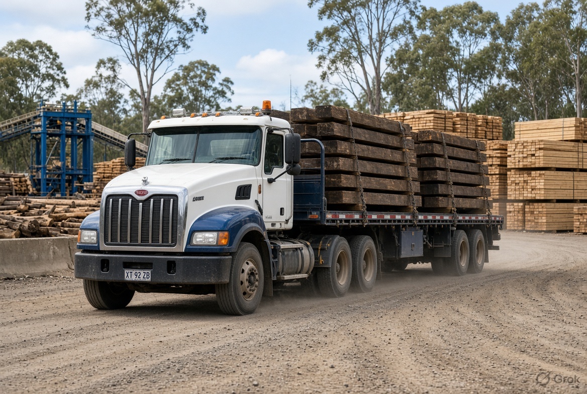 Truck loaded with sleepers